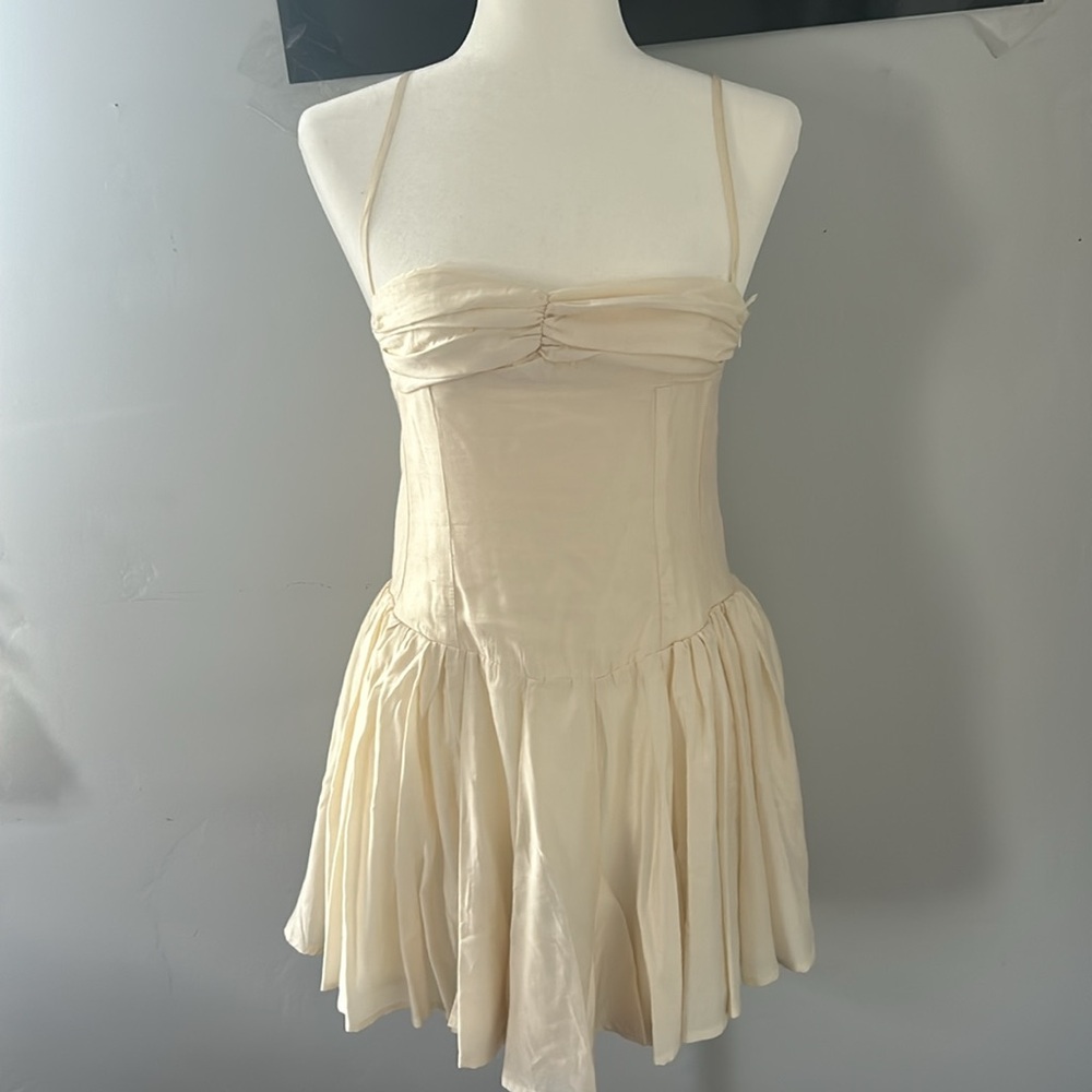 Cream Mini Ruffled Dress - Picture 2 of 6